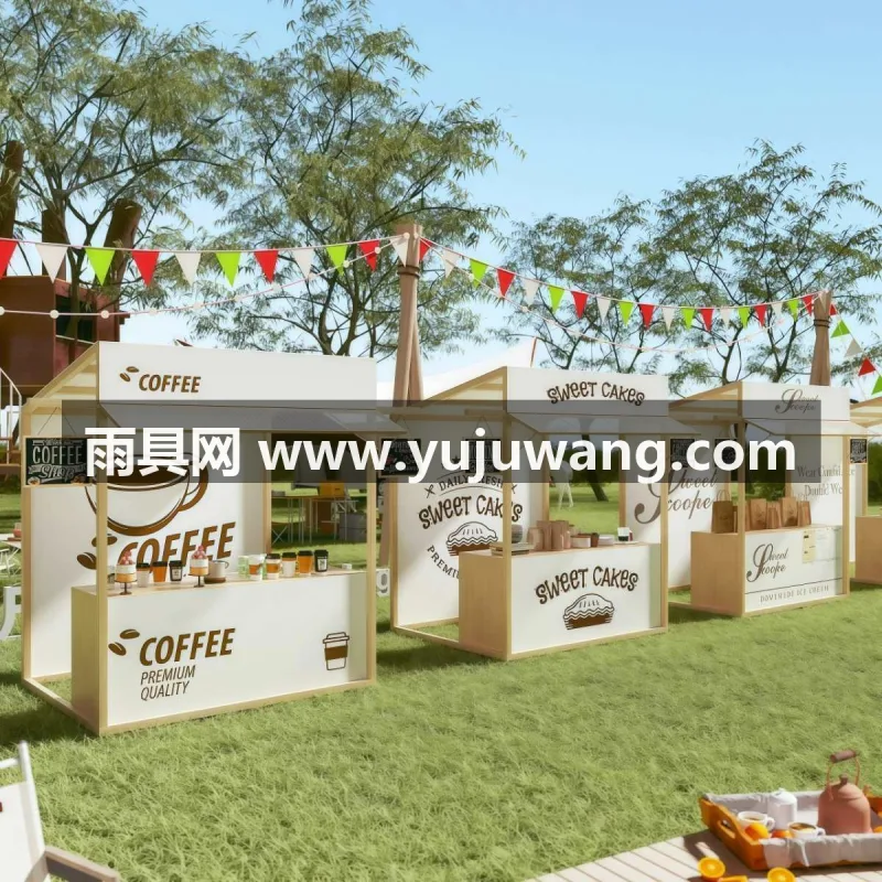 铁艺材质，高温烤漆 · 金属材质 本款集市摊位架帐篷由武汉本土大型雨伞供应服务商原厂