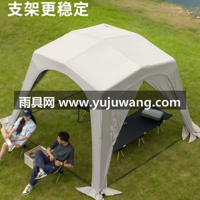 钛黑胶抗撕裂格子牛津布 · 钛银胶抗撕裂格子牛津布 本款钛黑胶自动充气穹顶天幕帐篷，由武汉本土大型专业