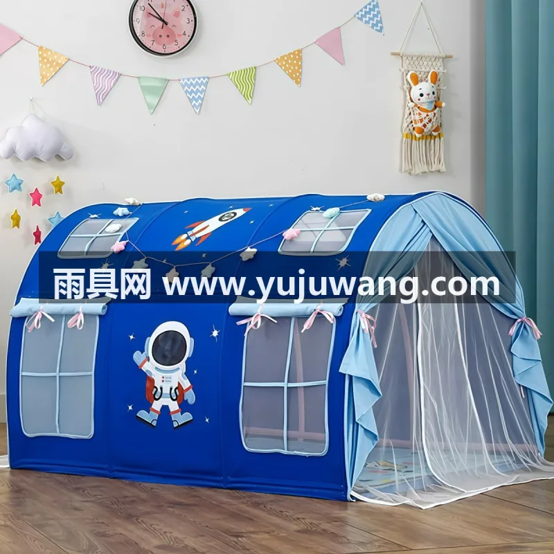 实心纤维支架 · 亲舒棉布 · 高密网纱 本款 1.6 米加长款儿童室内帐篷，由武汉本土大型