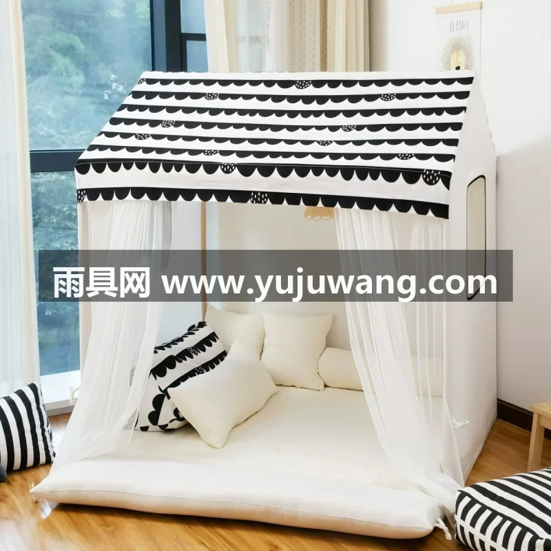 全活性印染工艺 · 棉麻混纺面料 · 环保加厚布料 本款北欧风格儿童室内帐篷，由武汉本土大型雨伞供应服