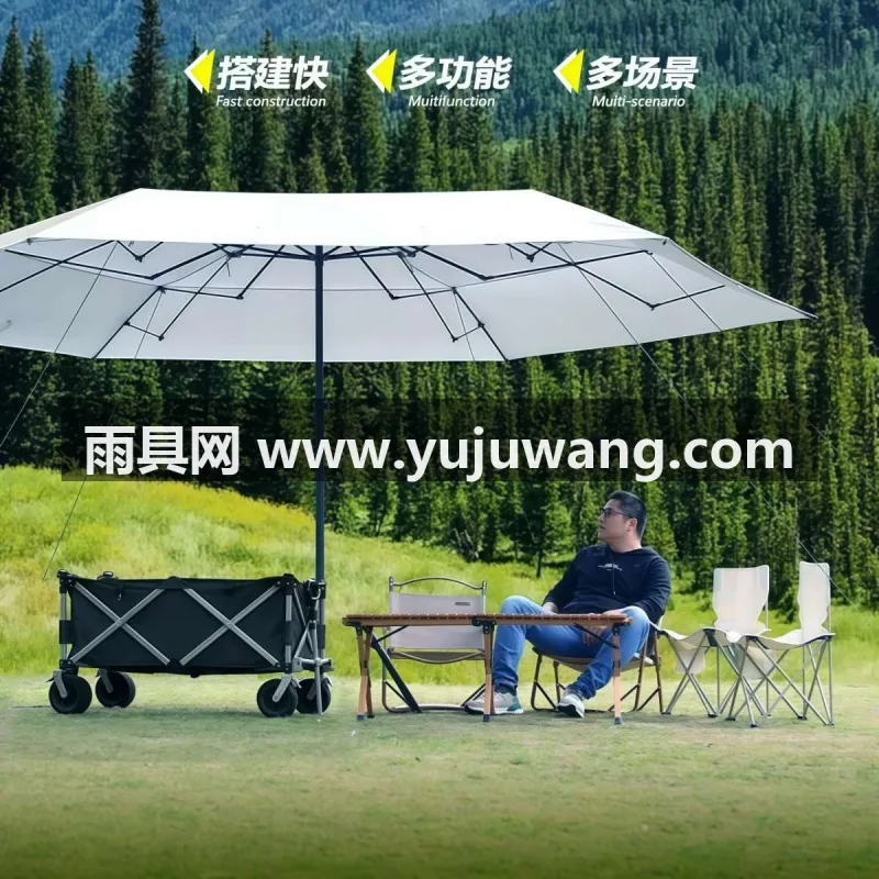 210D加密牛津布 · 玻璃纤维杆 本款露营车免搭专用天幕遮阳篷，由武汉大型专业制伞制