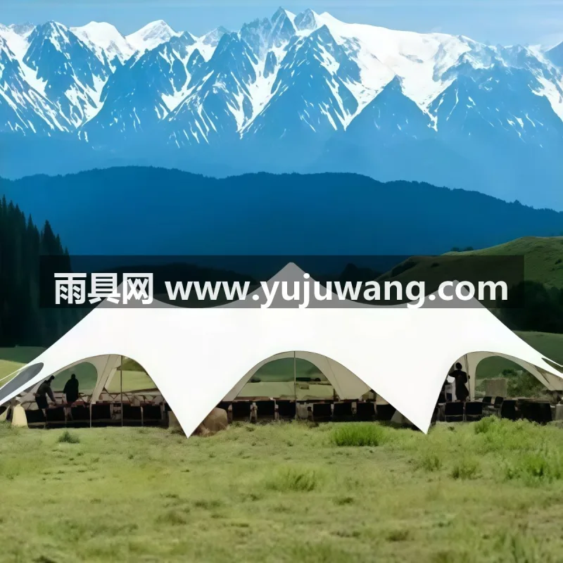 900D牛津布 · 镀锌钢管 本款万重山系列户外露营帐篷天幕，为武汉本地大型制伞