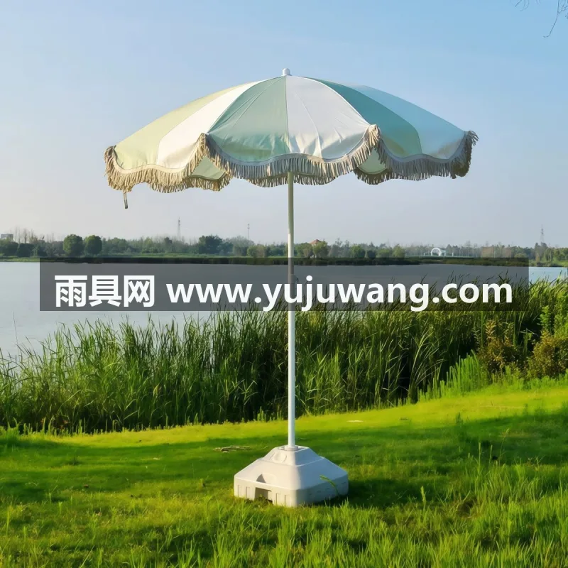 高密色织涤纶布 · 8-12根加粗铝合伞骨 武汉雨具供应链服务商直供时尚流苏网红太阳伞，兼具颜