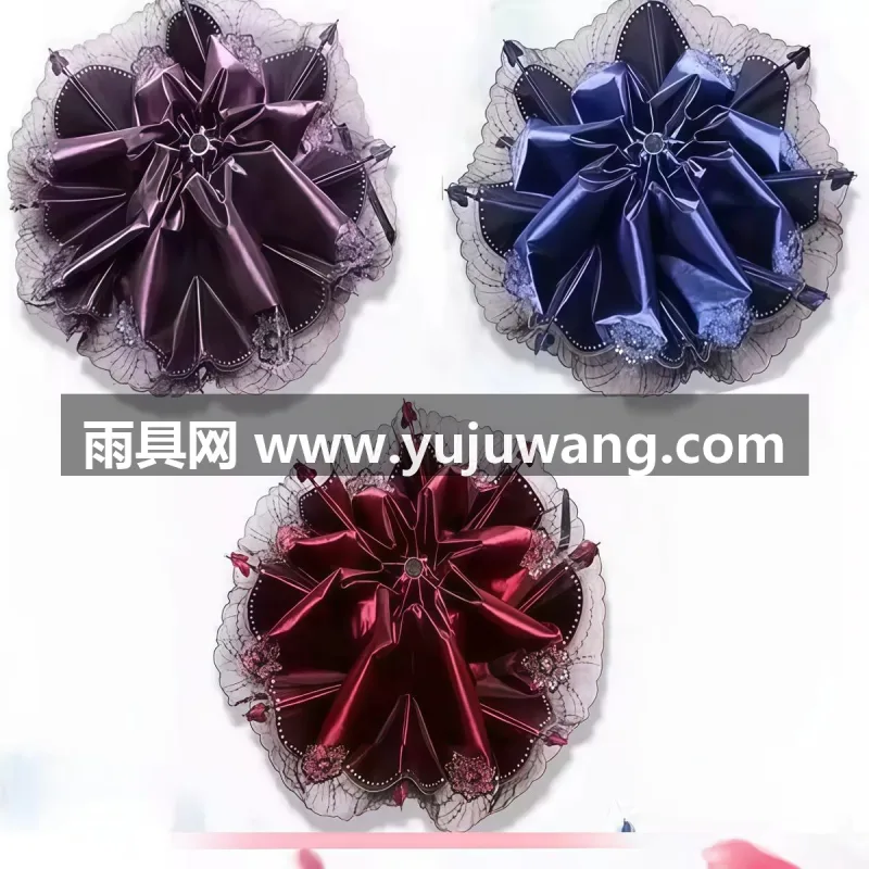 黑胶布料 · 全钢伞架 · 环形钢筘 武汉大型雨具源头供应链供货黑胶蕾丝晴雨伞，专为女性
