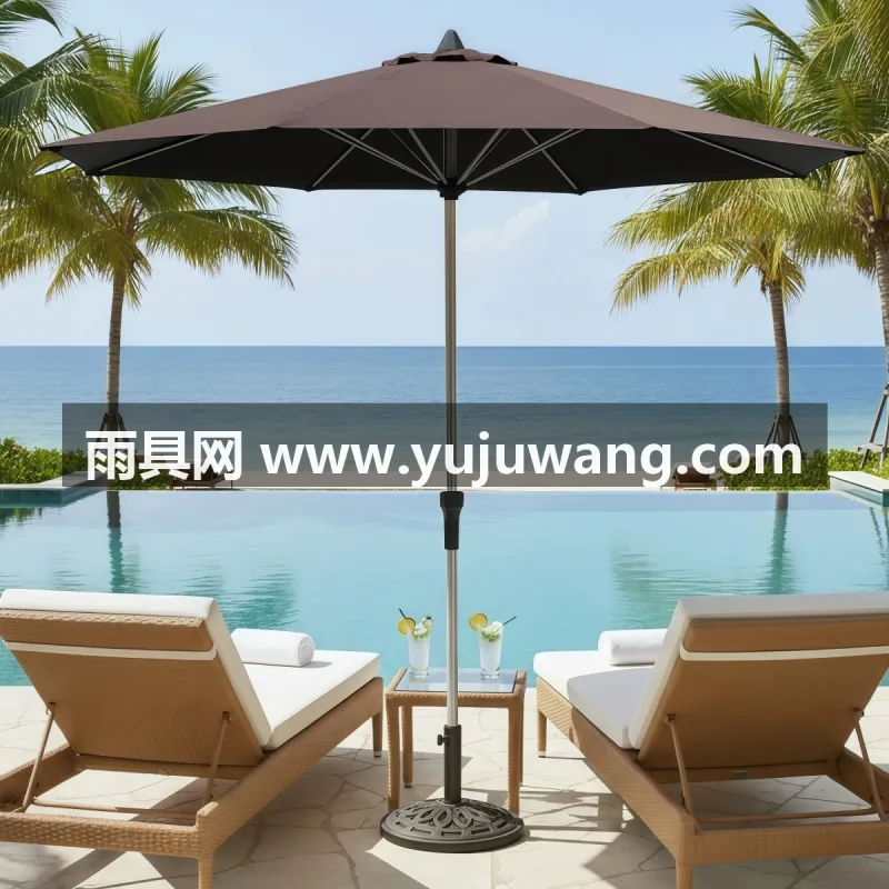 260–300g高密涤纶/色织布 · 加粗铝合金主杆+伞骨 武汉大型雨具供应链供货双顶罗马户外太阳伞，适配别墅