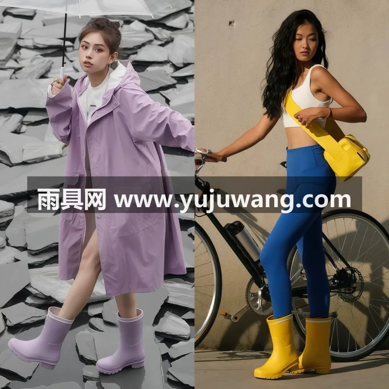 进口橡胶材质 · 防滑鞋底 · 柔软包边 武汉大型雨具源头供应链供货马卡龙色系时尚雨靴，专为