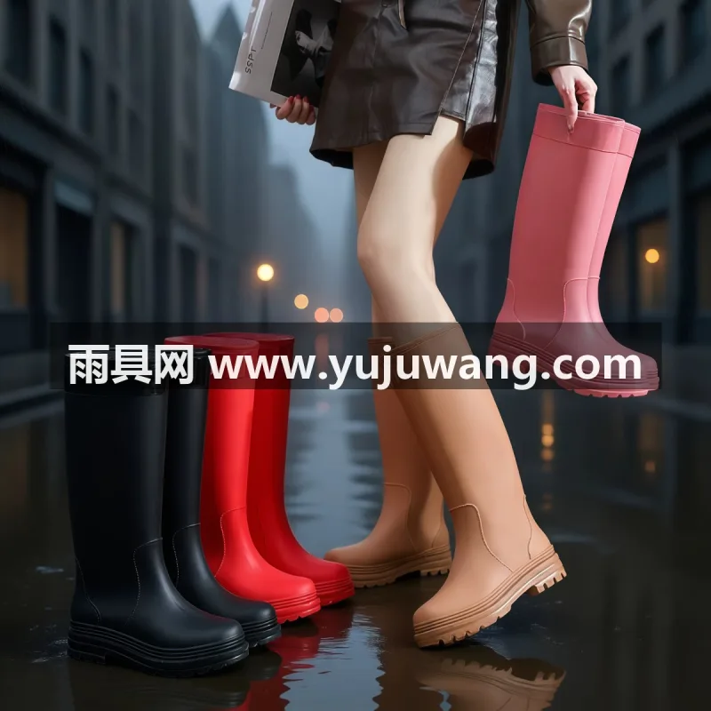 一体成型 · PVC材质 · 可拆卸棉套 武汉大型雨具源头供应链供货高筒女士雨鞋，专为成人外