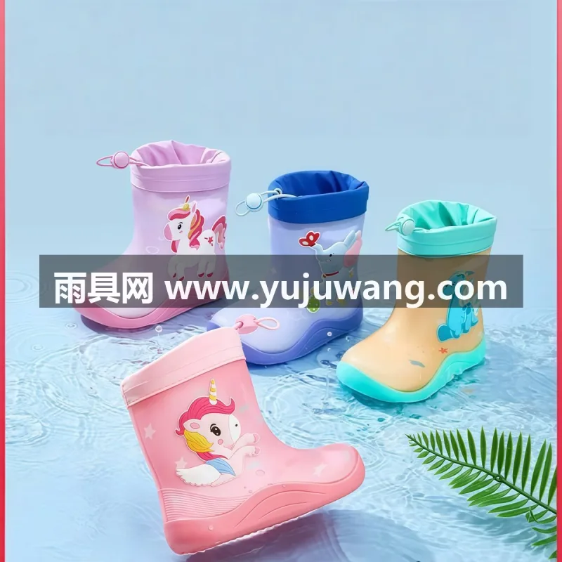 可拆卸加绒内胆 · PVC材质 · 锯齿防滑鞋底 武汉大型雨具源头供应链供货四季款儿童雨鞋，男童女童