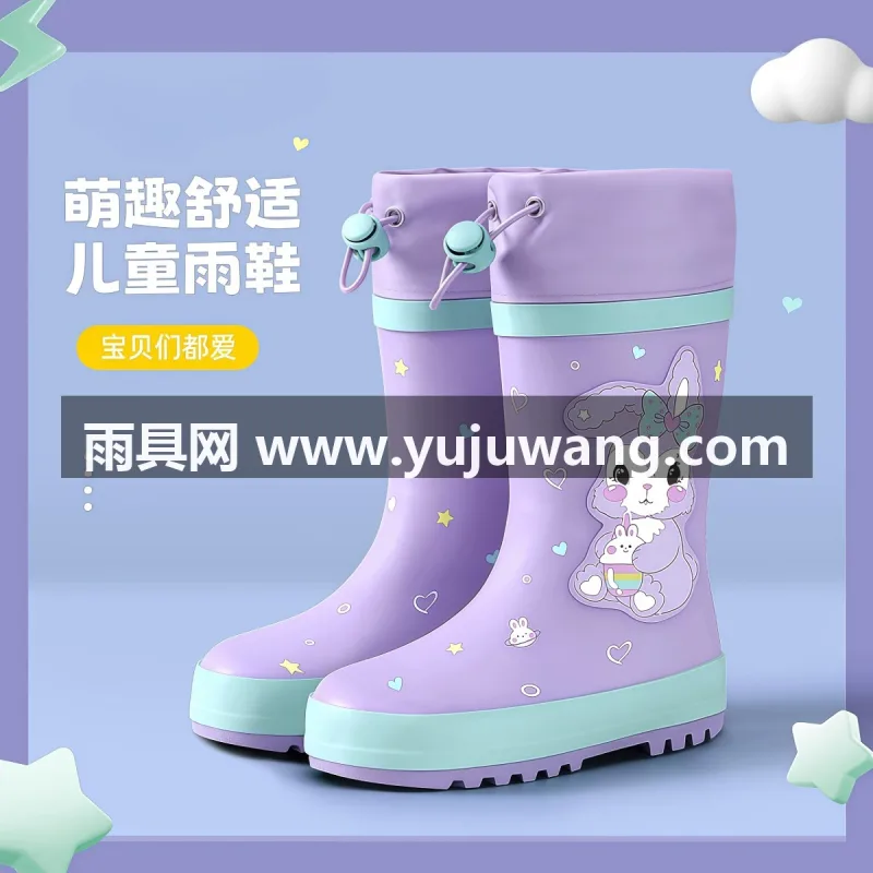 防滑耐磨鞋底 · 舒适内里 · 反光条设计 武汉大型雨具供应链供货儿童雨鞋，男童女童通用款，全