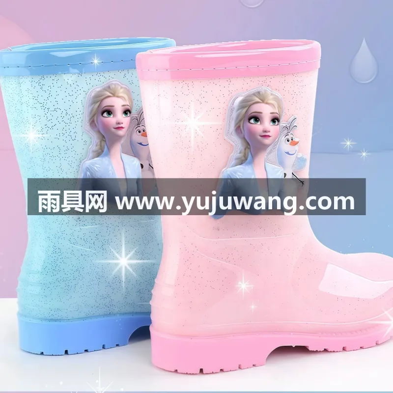 PVC材质 · 防滑舒适大底 武汉大型雨具供应链供货迪士尼主题儿童雨鞋，专为女小