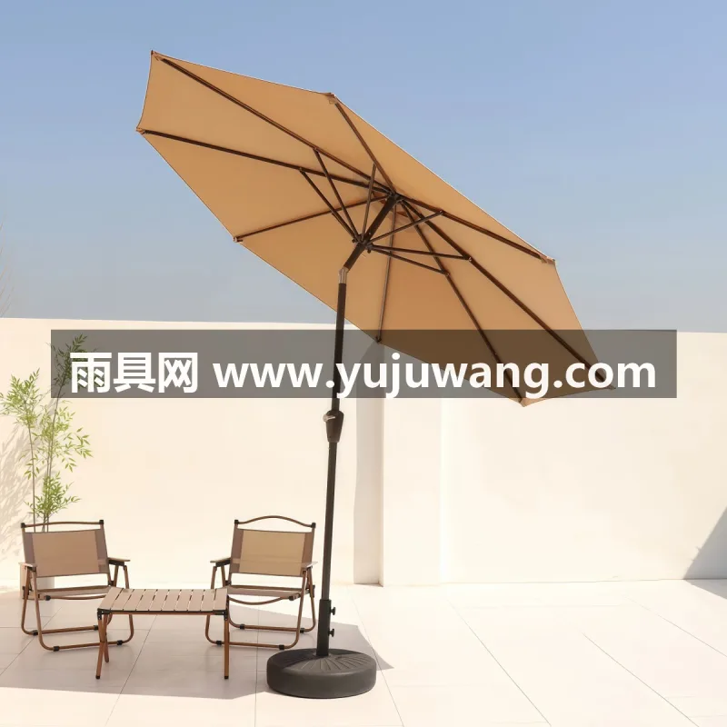 48mm加粗铁合金伞柱 · 12根高韧性玻纤伞骨 · 高密度聚酯纤维牛津布 武汉本地雨伞供应链服务供应户外摇头遮阳伞，覆盖可调