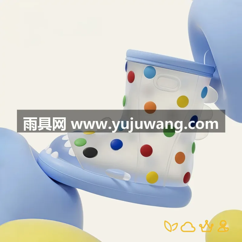 PVC材质 · 防滑底纹 武汉大型雨具供应链供货新款彩虹豆鲨鱼儿童雨鞋，男童