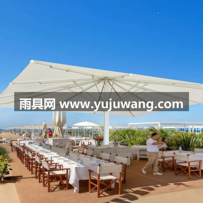 加厚高强度铝合金材质伞杆伞骨 · 伞杆为加厚中柱适配大型伞面的稳定支撑 武汉雨具制造厂家深耕户外遮阳领域，主打五米大型户外