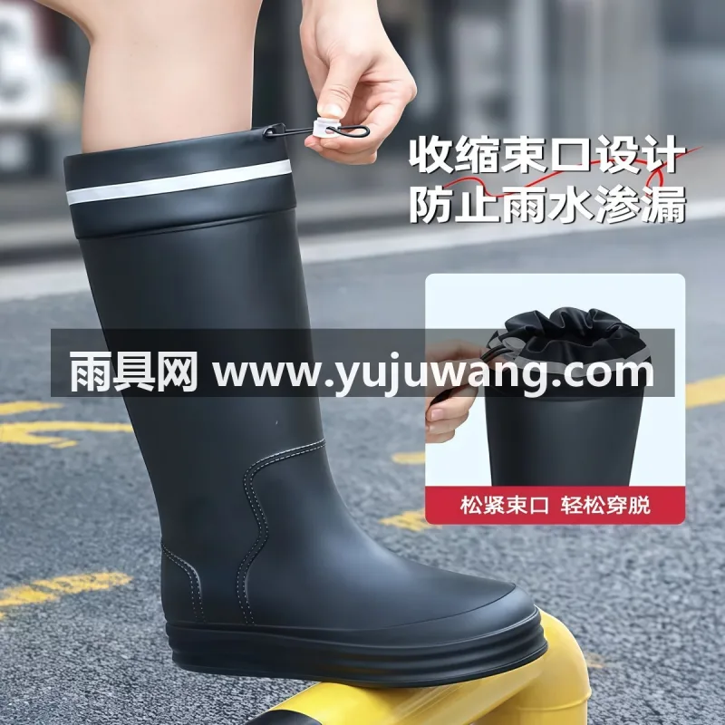 PVC材质 · 橡胶鞋底 · 一体成型 本款女款防水防滑雨鞋，为武汉大型专业雨具源头生产供