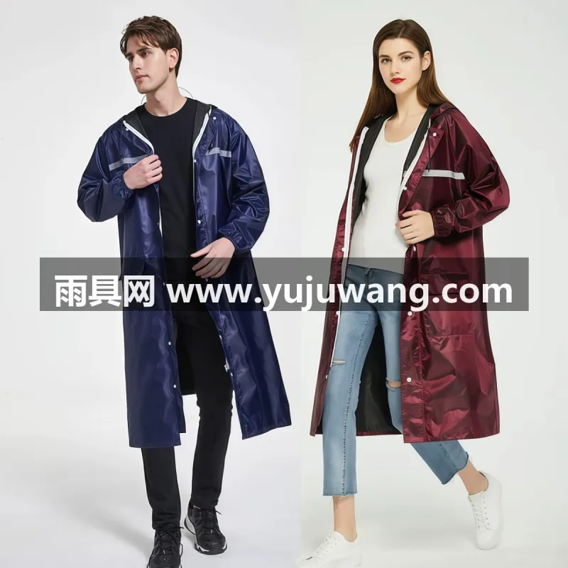 牛津布材质 · 耐磨抗撕裂 本款带袖电动车雨衣，由武汉专业大型雨具生产供应链供