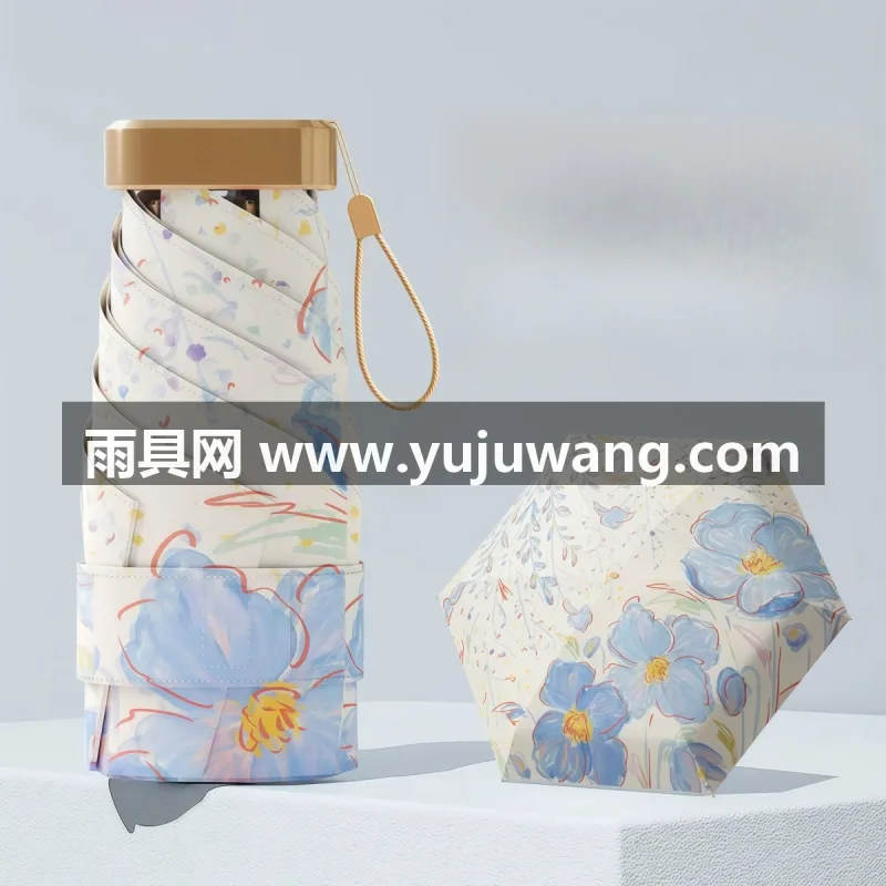 彩胶防晒 · 精致手柄 · 加强双股玻纤 本品为武汉本土大型雨伞供应链服务直供超轻便携卡片太