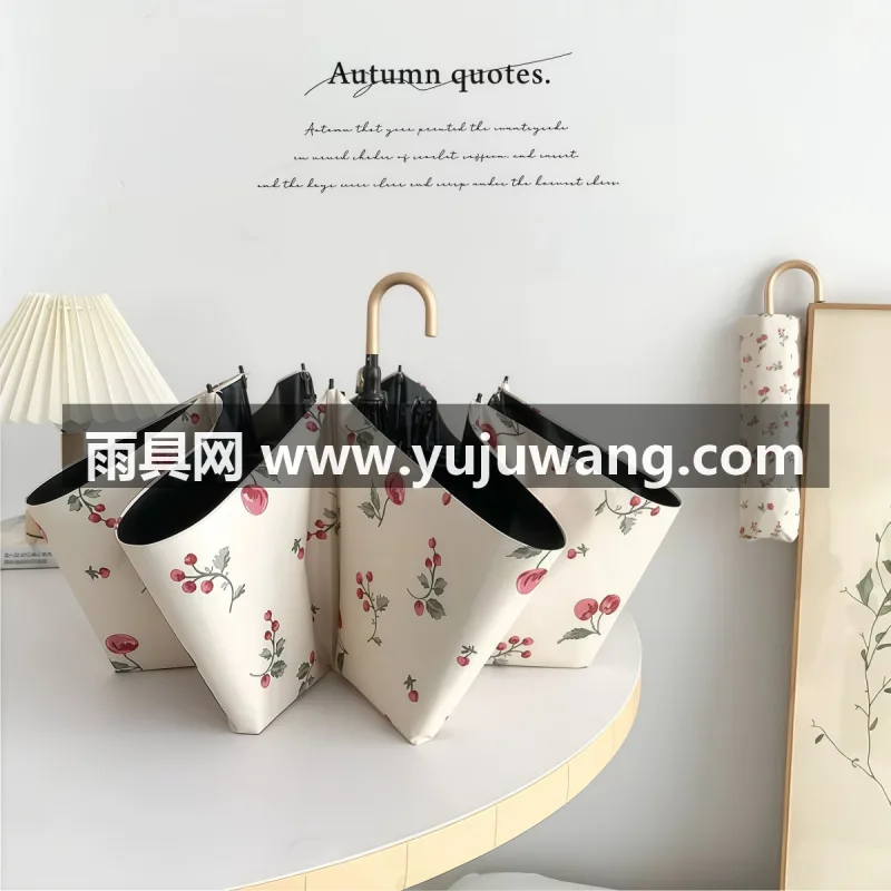 高密防水聚酯纤维碰击布 · 8 骨加固玻纤抗风伞骨 · 铝合金电镀复古弯钩手柄 武汉专业雨具生产供应链供货复古弯钩晴雨伞，专为年轻