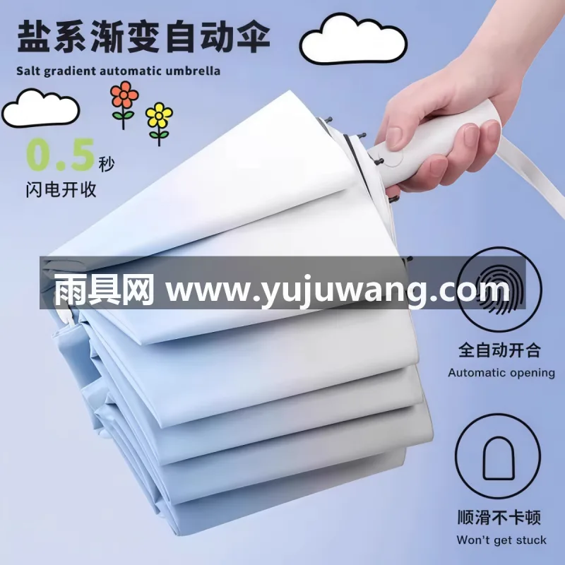 黑胶防晒 · 复合涂层 · 防紫外线 武汉雨具供应链服务商直供全自动晴雨两用伞，男女通用