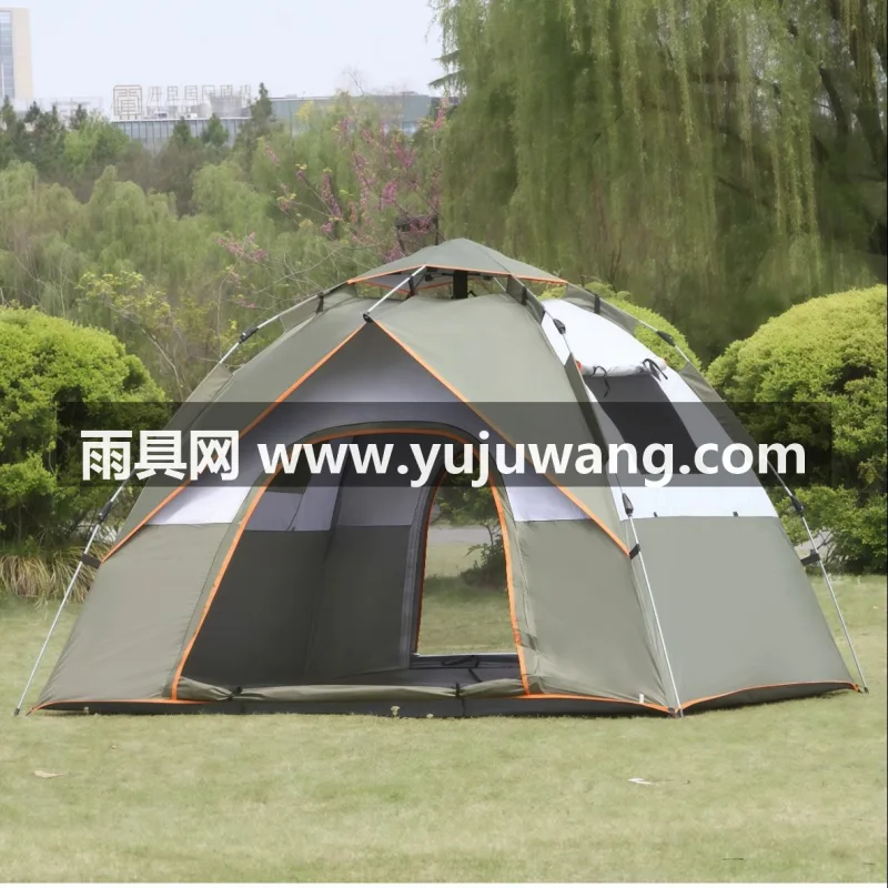 190T防水涤纶布 · 玻璃纤维杆 · 涂银翻晒布料 武汉专业雨具供应链供货全自动户外野营帐篷，3-4 