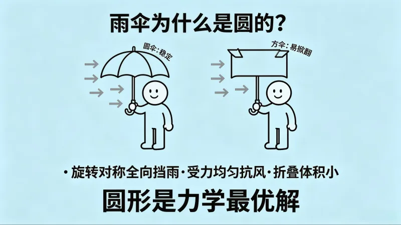 雨伞的形状为什么是圆形的？方形的伞真的不好用吗？