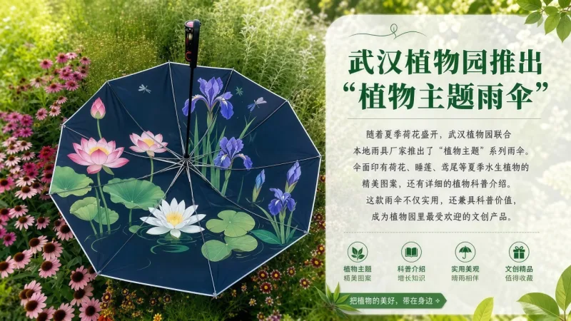 武汉植物园跨界联名雨具厂家 荷花主题帐篷雨伞成夏日文旅新宠