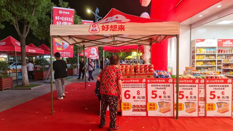 好想来零食全国区域户外地推活动广告帐篷与促销广告伞定制案例项目图片