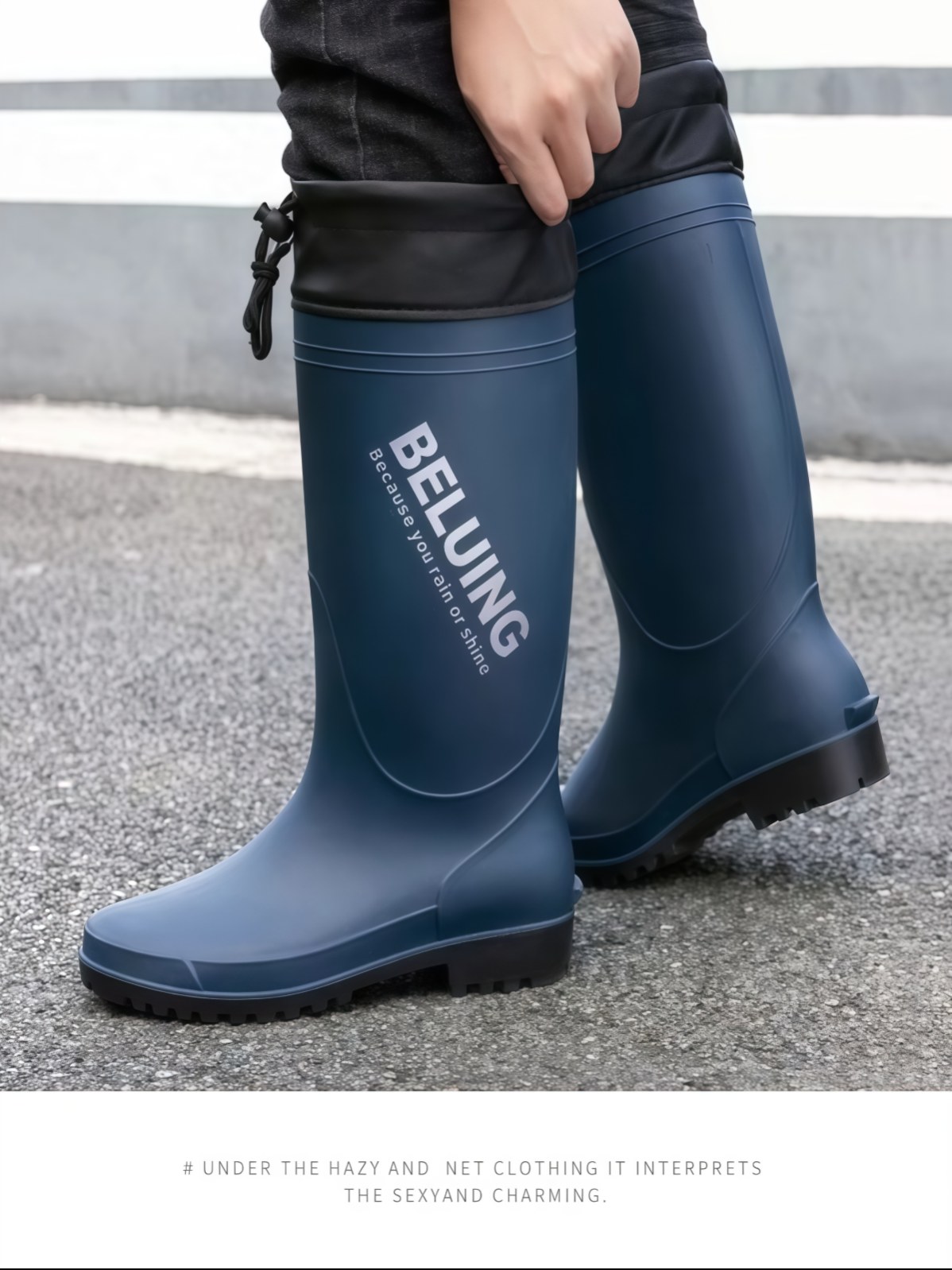 英伦雨鞋男款2026新款防滑胶鞋外卖骑手水靴长高筒钓鱼雨靴防水鞋 - 详情图