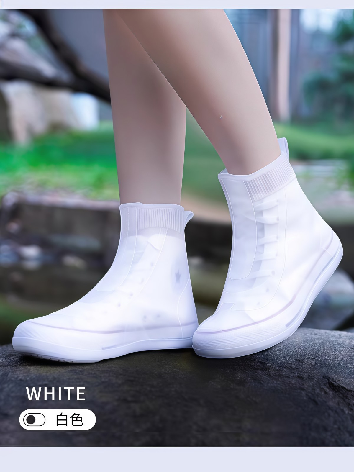 雨鞋套男女款防水鞋套外穿防滑防雨脚套加厚耐磨儿童硅胶雨天雨靴 - 详情图