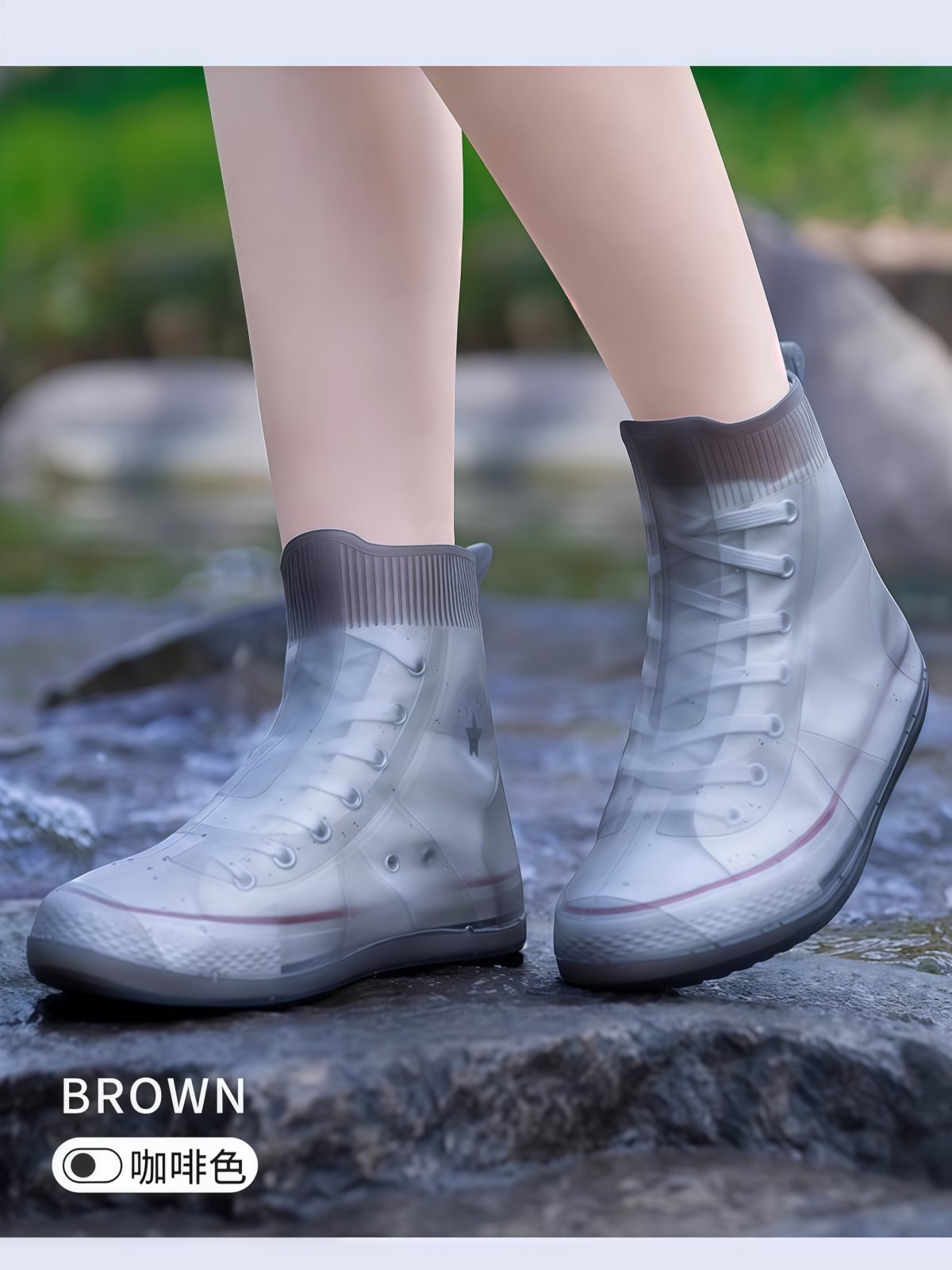 雨鞋套男女款防水鞋套外穿防滑防雨脚套加厚耐磨儿童硅胶雨天雨靴 - 详情图