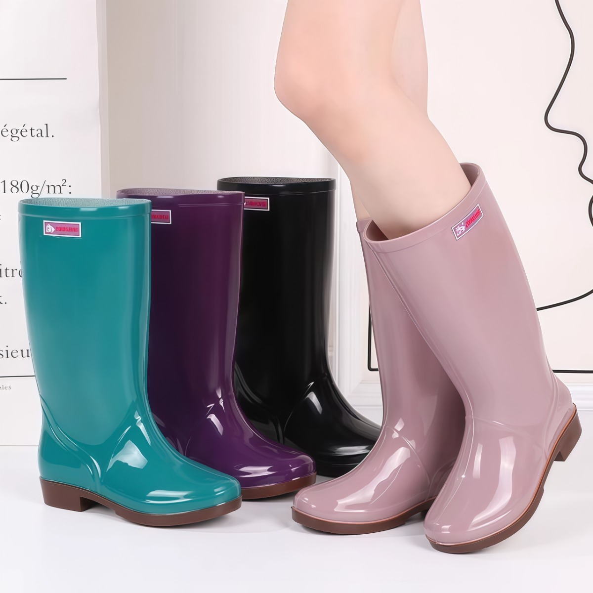 雨鞋女款高筒雨靴女士水鞋防水防滑加绒保暖时尚水靴劳保工作胶鞋