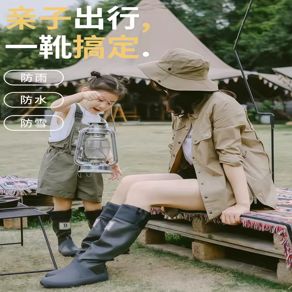 日系潮流雨鞋女长筒户外雨林徒步防滑防水软底时尚水靴