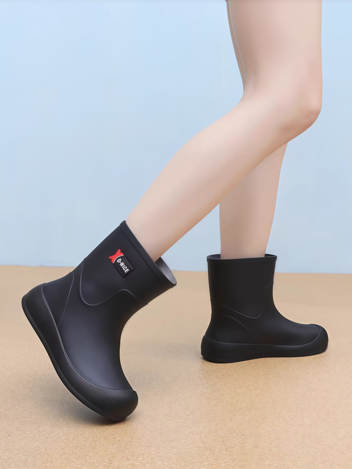 2026时尚雨鞋女厚底可爱短筒雨靴加绒防水防滑水鞋加绒外穿胶鞋女 - 详情图