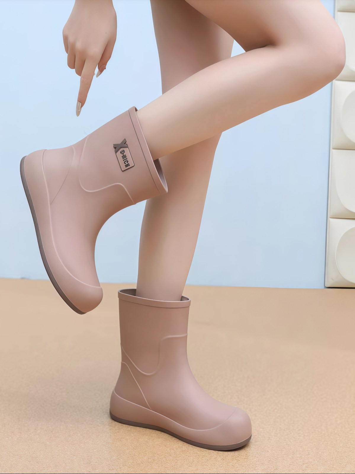 2026时尚雨鞋女厚底可爱短筒雨靴加绒防水防滑水鞋加绒外穿胶鞋女 - 详情图