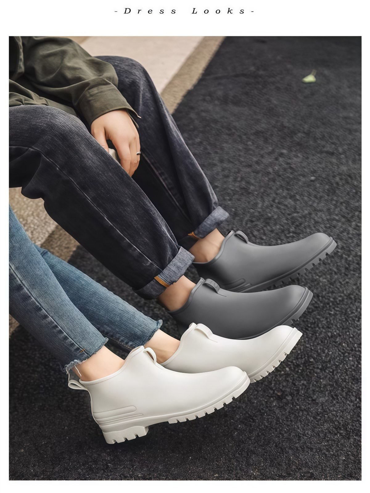 德系防滑雨鞋男女款情侣时尚雨靴女登山钓鱼防水胶鞋加绒耐磨水鞋 - 详情图