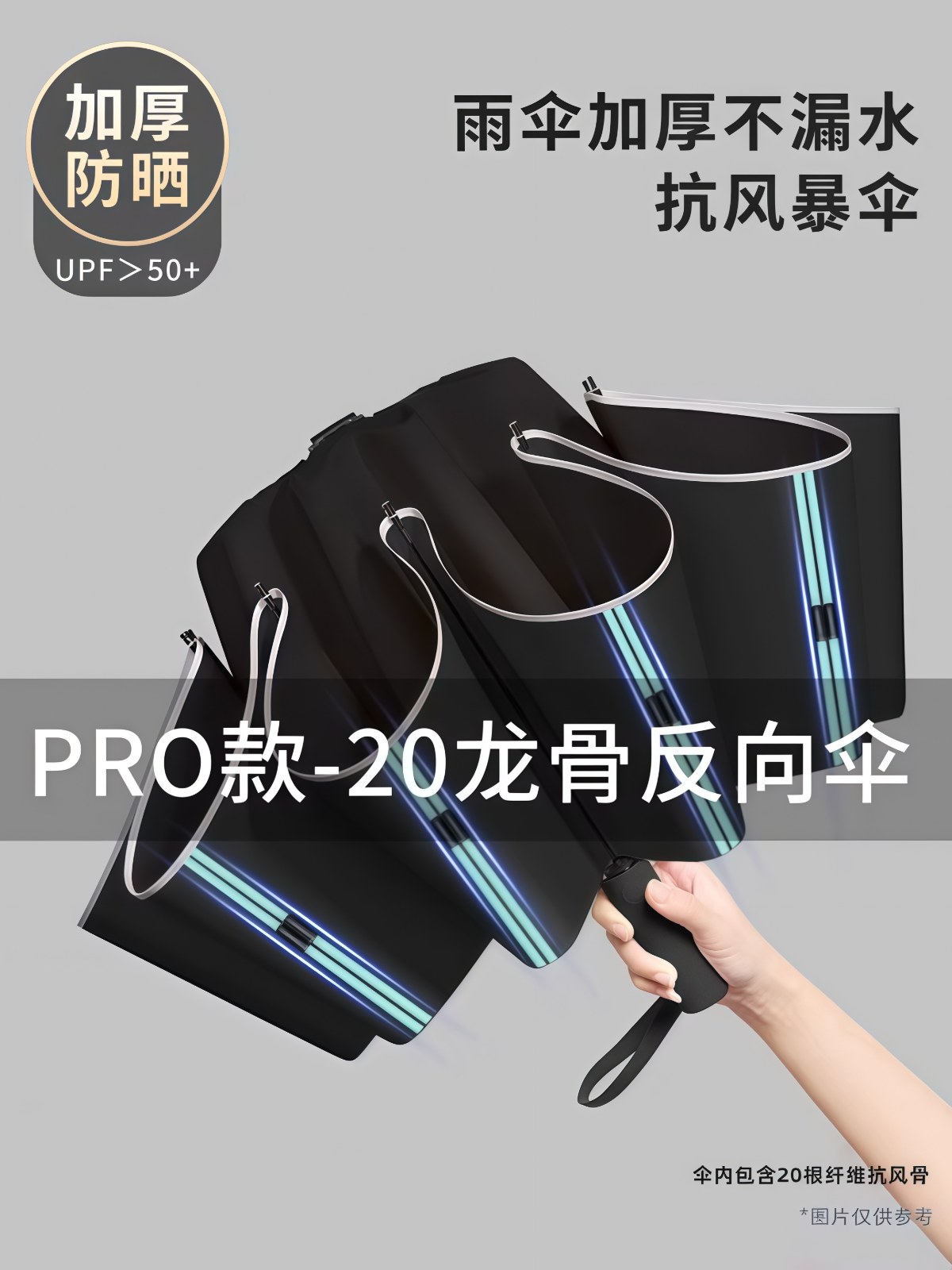 全自动雨伞男加大加厚加固晴雨两用男士折叠女防风男生自动伞定制 - 详情图