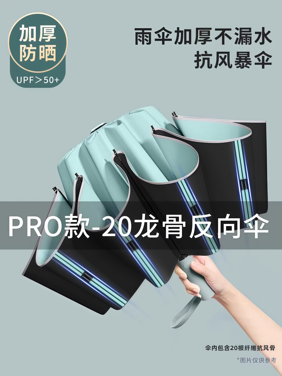 全自动雨伞男加大加厚加固晴雨两用男士折叠女防风男生自动伞定制 - 详情图