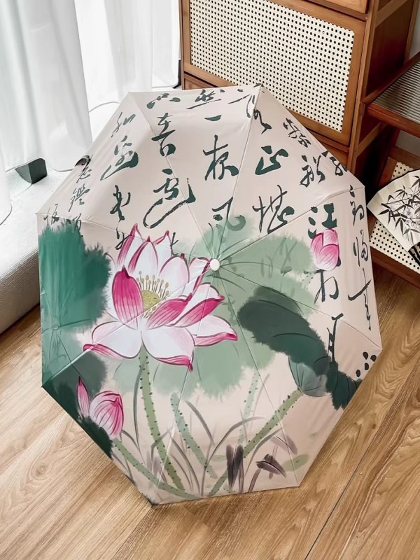 自在小鱼仔太阳伞小巧防晒防紫外线女黑胶晴雨伞两用自动遮阳 - 详情图