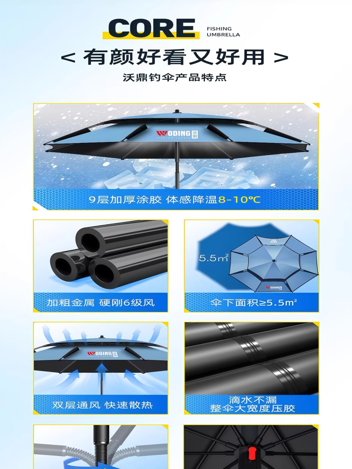 钓鱼伞2026新款户外专用钓鱼遮阳伞加厚防晒防暴雨拐杖大钓伞 - 详情图