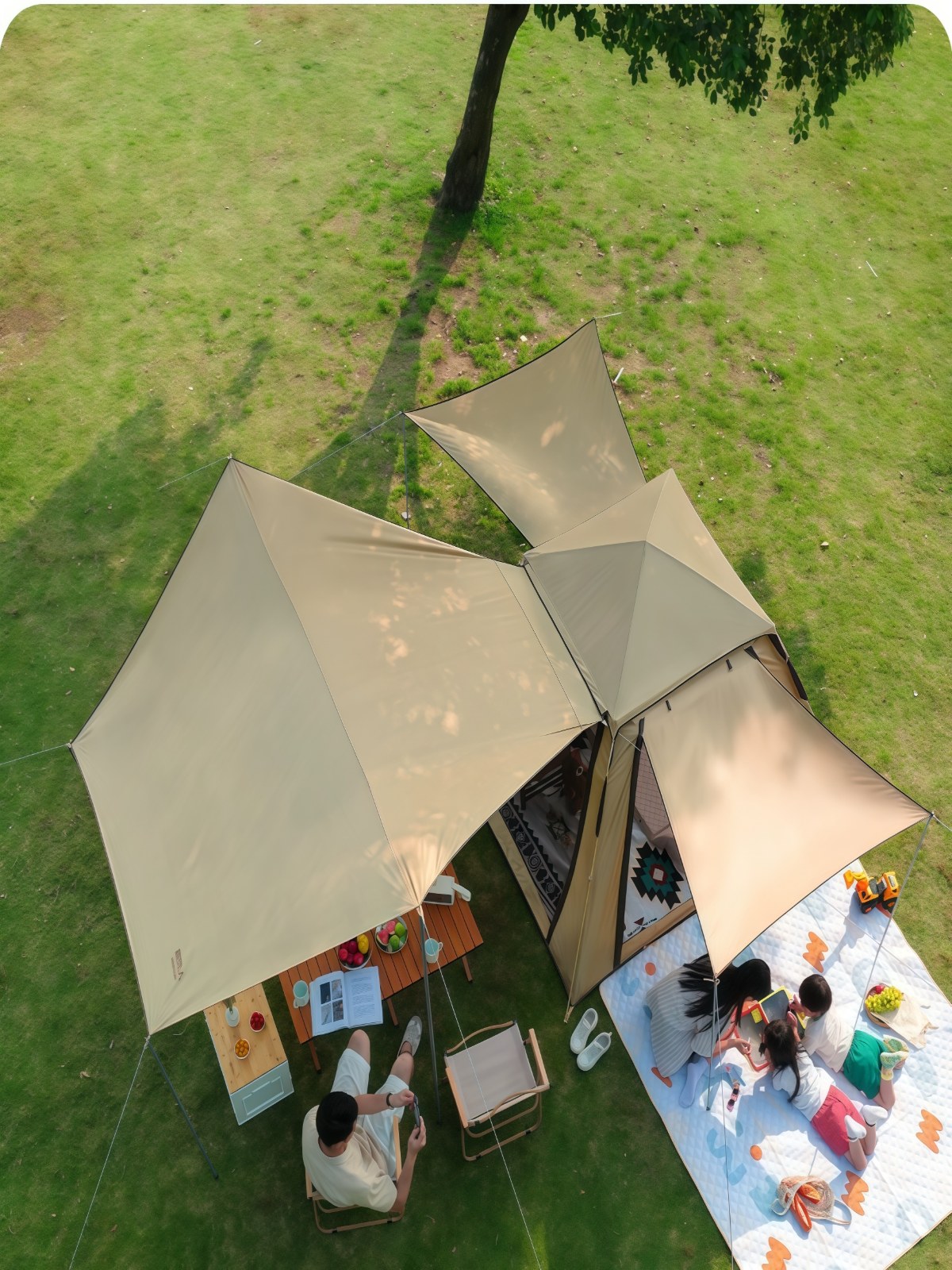 帐篷户外野营过夜折叠便携式天幕二合一全自动露营全套装备 - 详情图