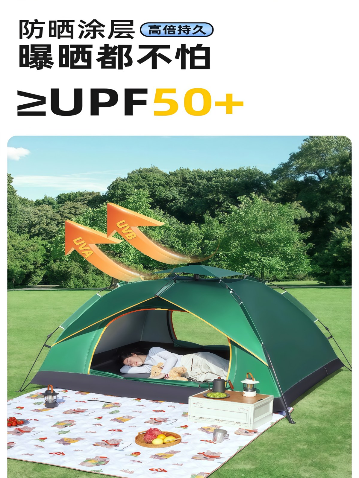 帐篷户外便携式折叠野营过夜防风防晒单人全自动野外露营装备全套 - 详情图