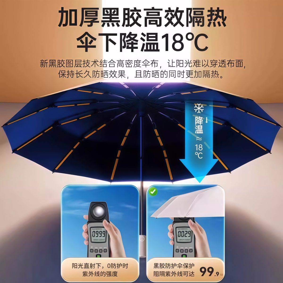 武汉雨具网·全自动雨伞女晴雨两用加大号加固折叠防晒防紫外线遮阳伞男太阳伞·产品图2