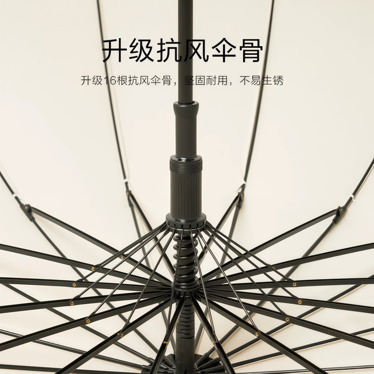 武汉雨具网·高颜值长柄雨伞女生大号抗风暴雨结实加厚加大加固16骨自动弯钩伞·产品图5