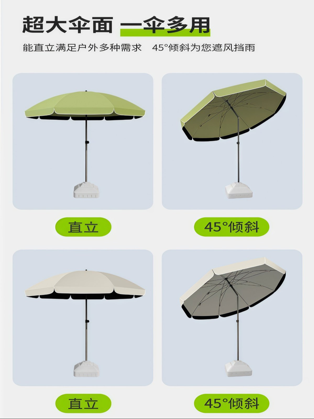 遮阳伞摆摊专用雨伞可倾斜大型户外太阳伞庭院伞雨棚双层黑胶伞面 - 详情图