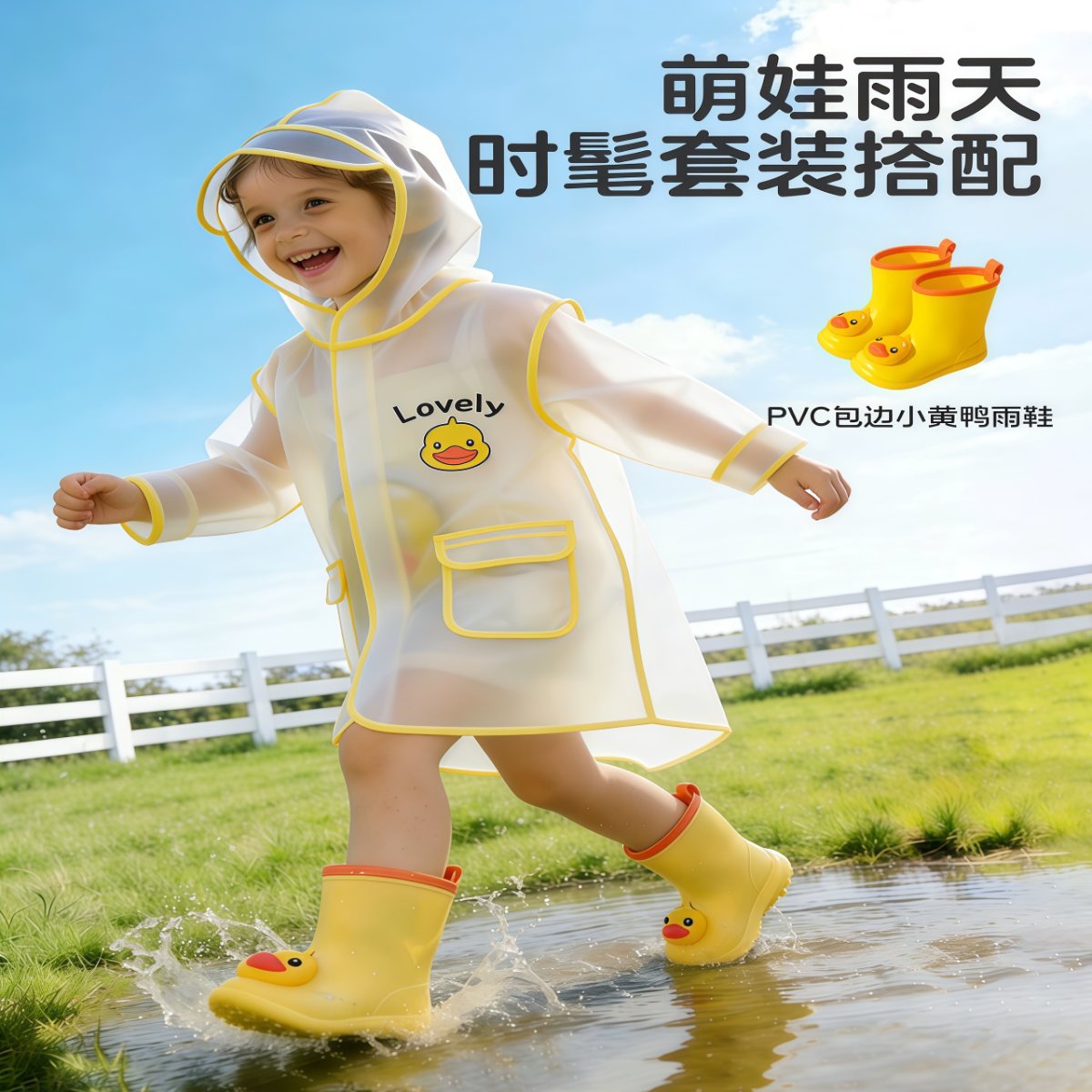 武汉雨具网·儿童雨衣男童雨鞋套装幼儿园女宝宝雨披小孩学生上学专用全身防水·产品图3