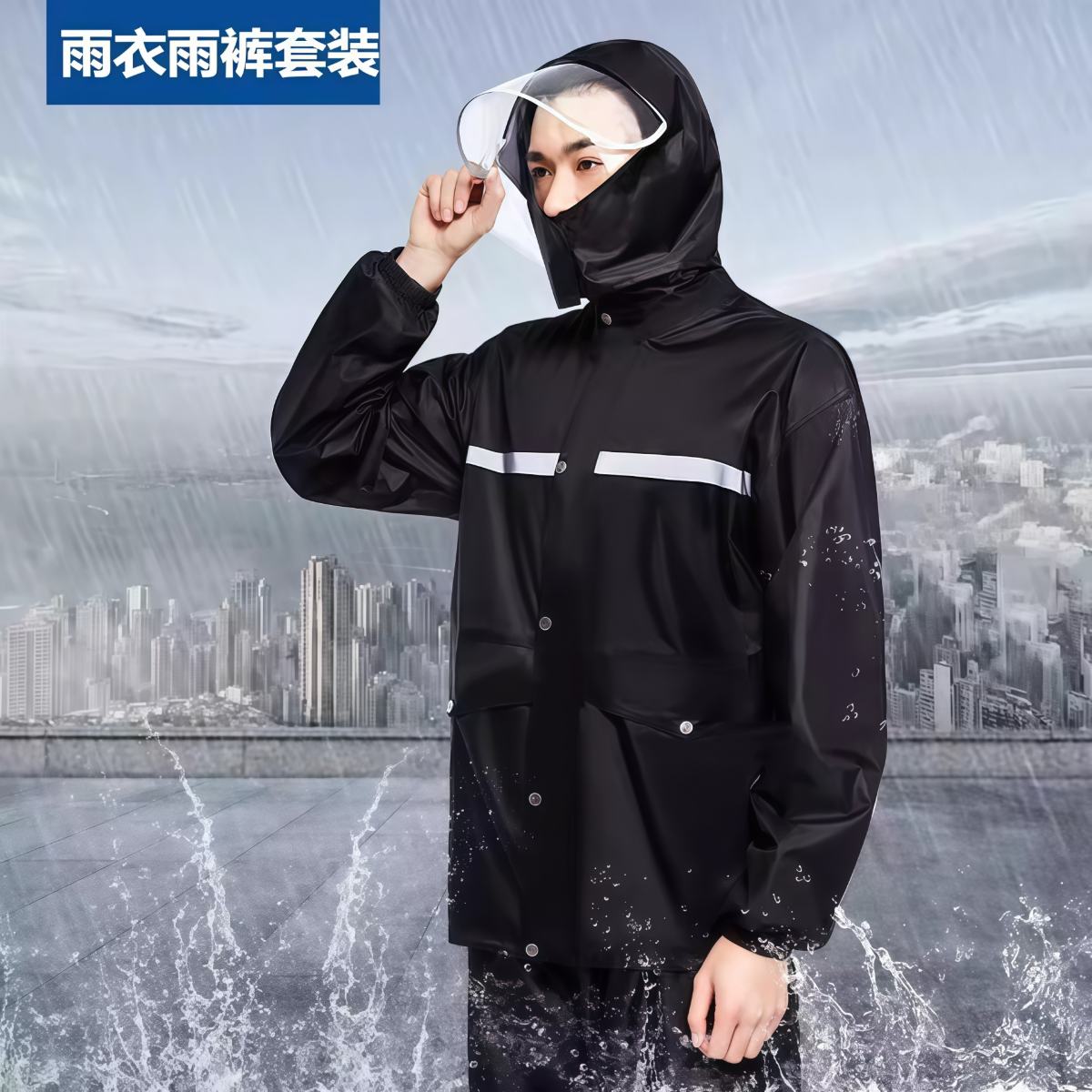 武汉雨具网·雨衣雨裤套装男全身防水分体式成人电动车外卖骑手防暴雨骑行雨披·产品图6