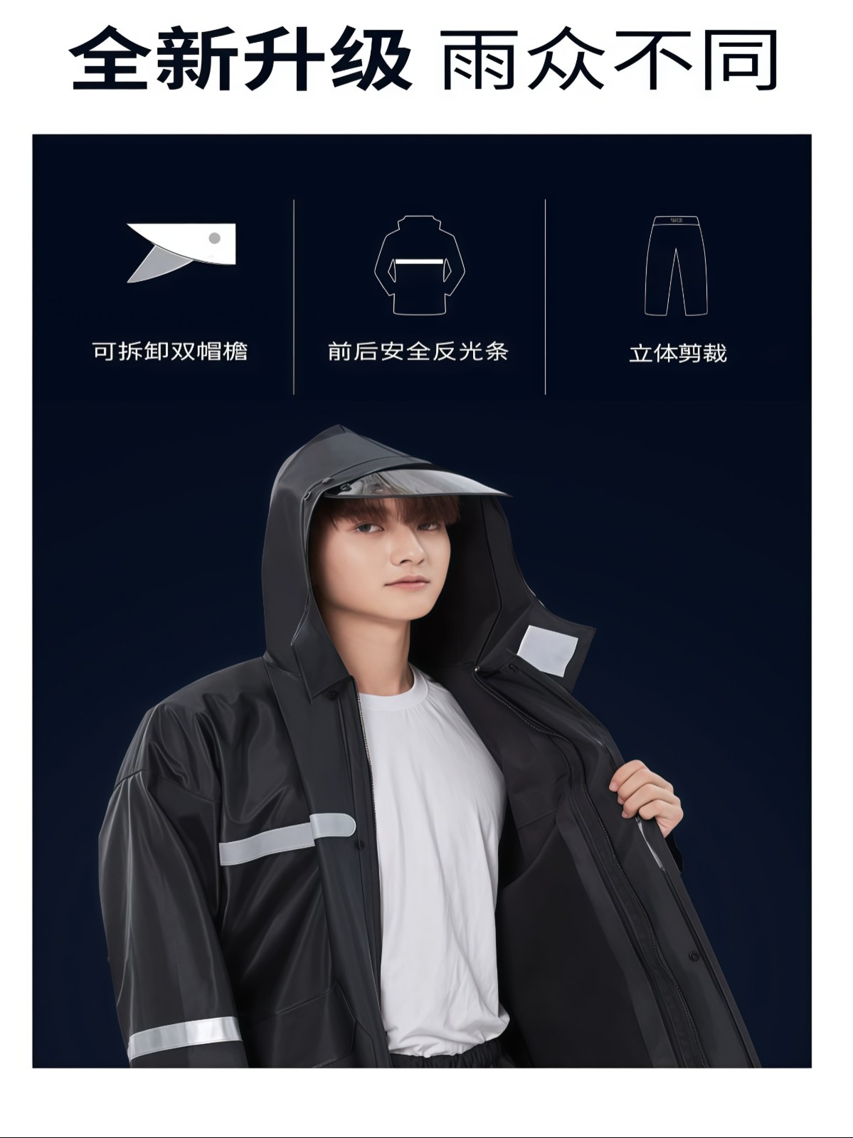 雨衣雨裤套装男全身防水分体式成人电动车外卖骑手防暴雨骑行雨披 - 详情图