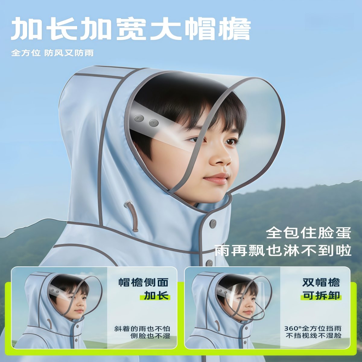 武汉雨具网·儿童雨衣上学专用男女孩长款全身防暴雨初中小学生大童自行车雨披·产品图3