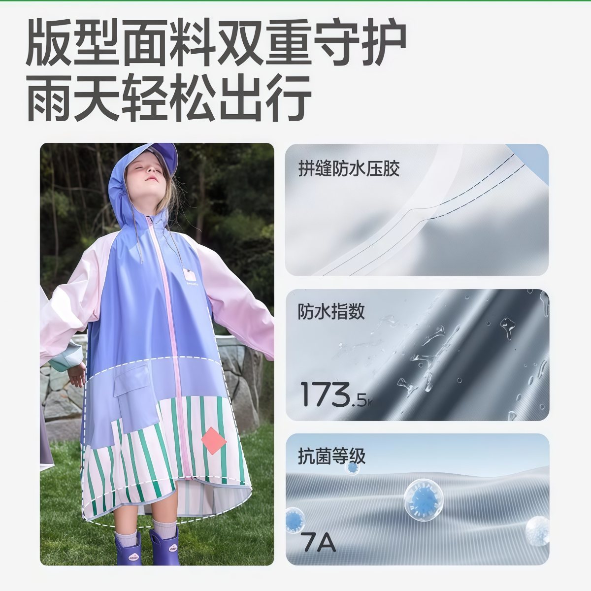 武汉雨具网·可定制儿童雨衣男童女孩上学专用宝宝雨披小学生带书包位轻薄透气·产品图5