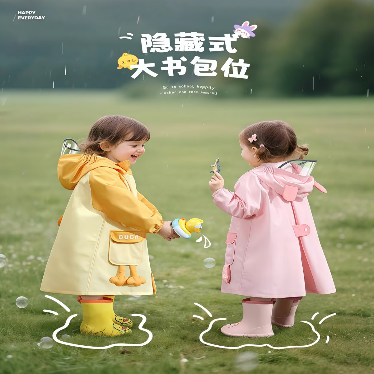 武汉雨具网·儿童雨衣幼儿园专用男女童2岁宝宝雨鞋雨靴套装小孩雨披2026新款·产品图3