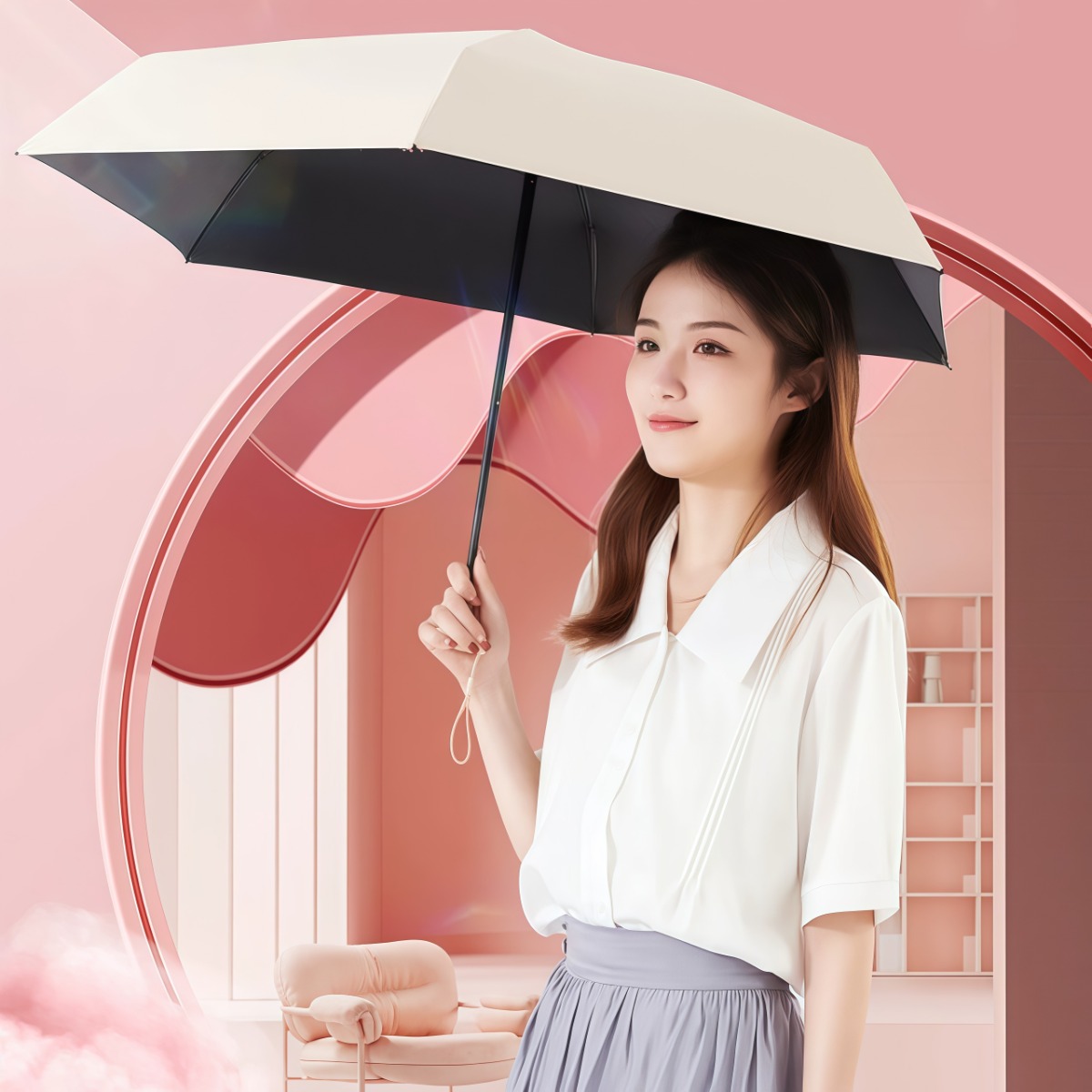 武汉雨具网·24骨超轻遮太阳伞扁小巧女便携迷你五折叠防晒紫外线胶囊晴雨两用·产品图4